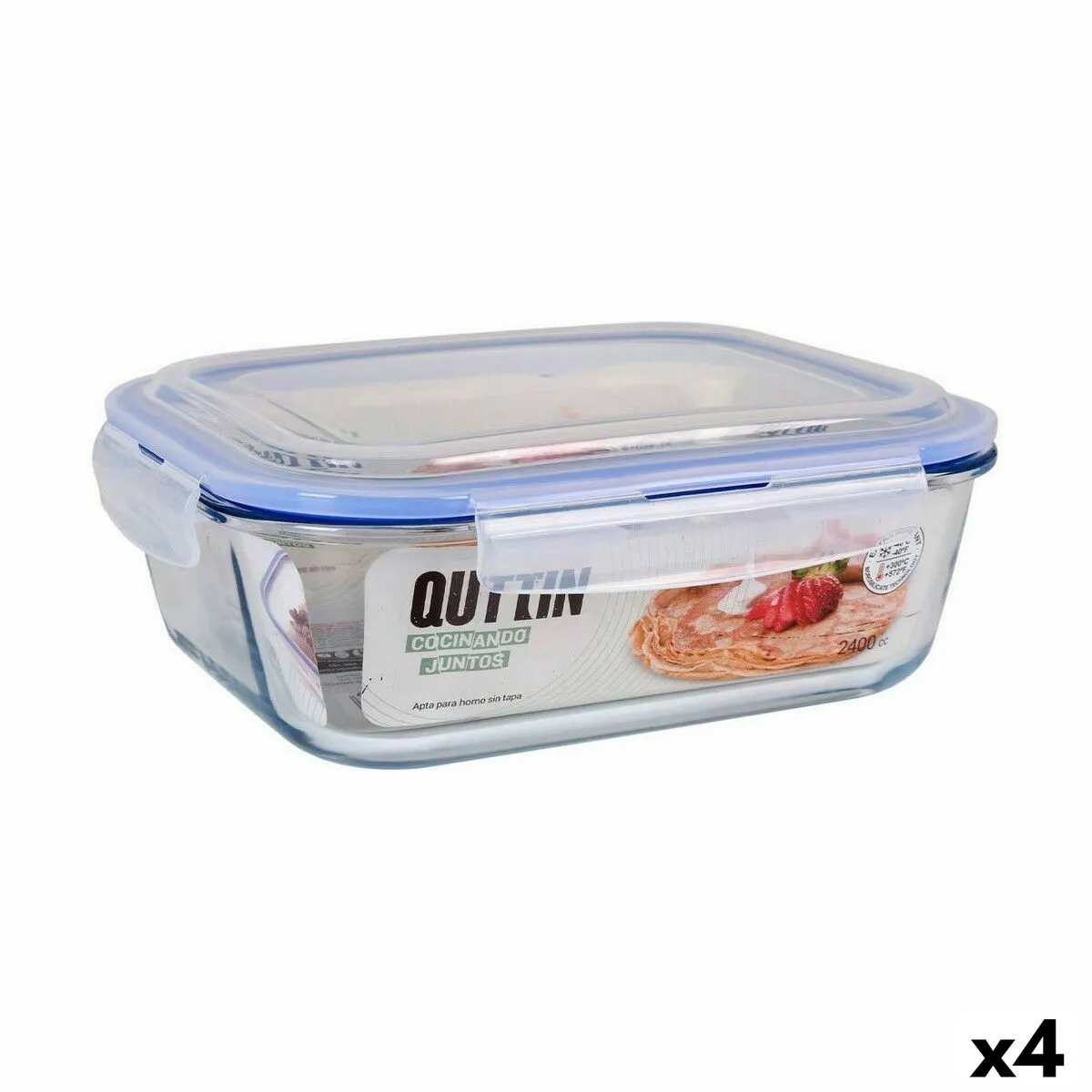 Porta pranzo Ermetico Quttin   Rettangolare 2,4 L (4 Unità)