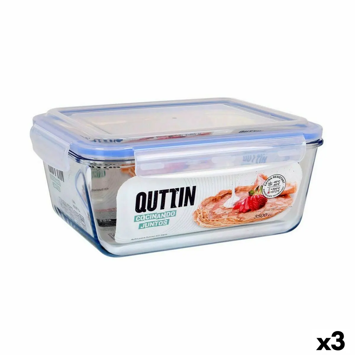 Porta pranzo Ermetico Quttin   Rettangolare 3,5 L (3 Unità)