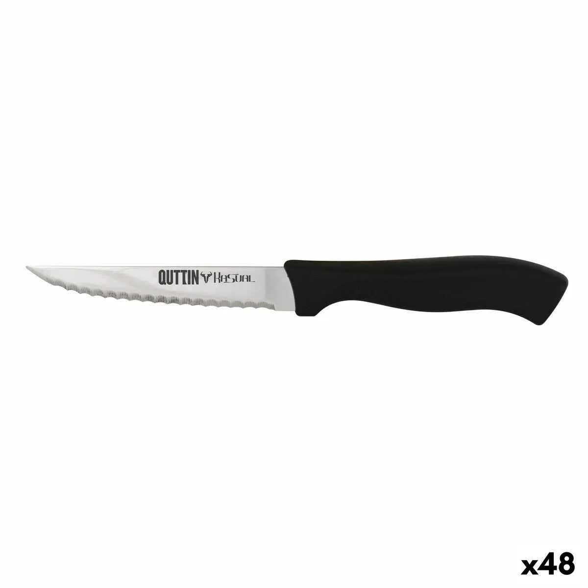 Coltello Seghettato Quttin Kasual Nero Argentato 22 x 2 x 1,5 cm (48 Unità)