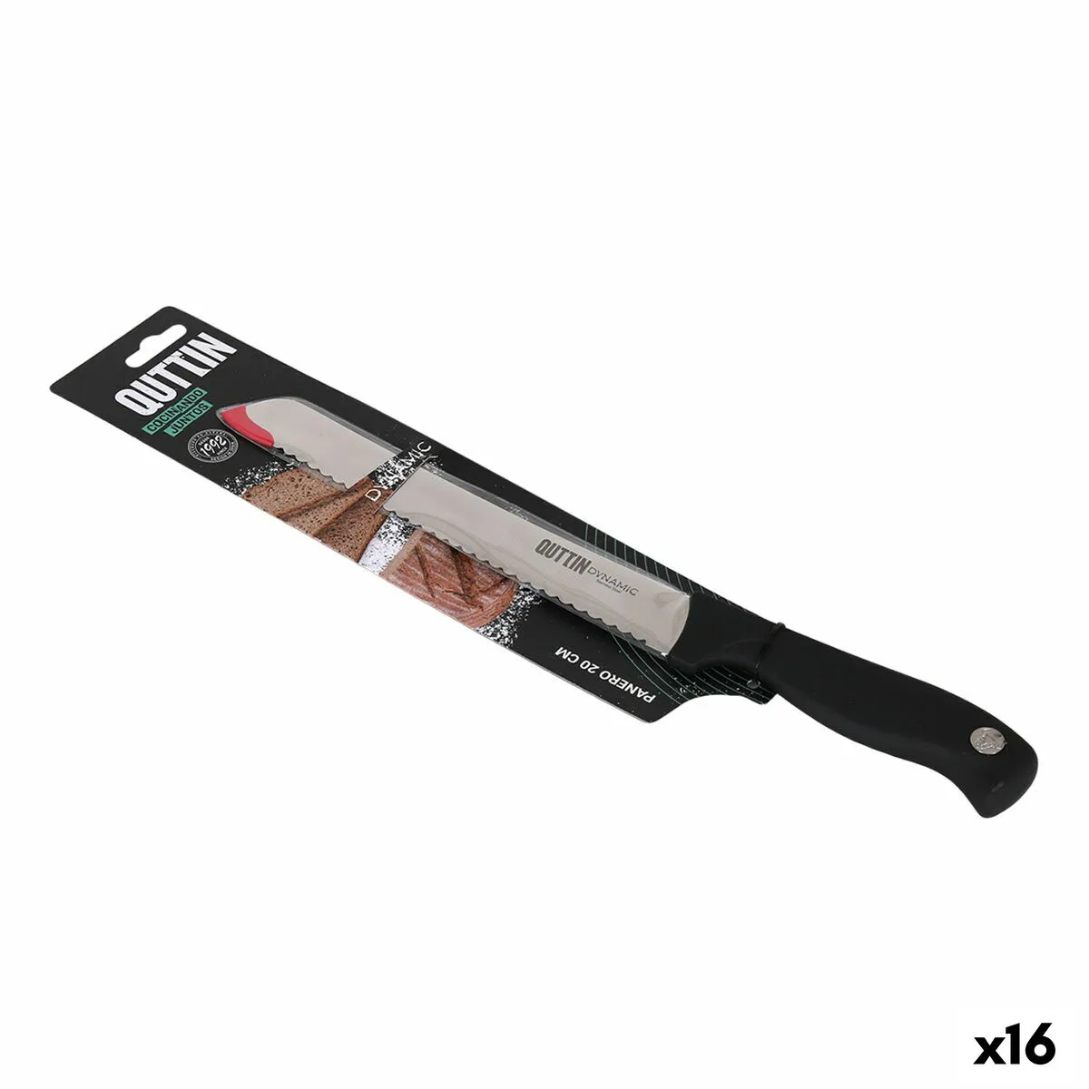 Coltello per il Pane Quttin Dynamic Nero Argentato 20 cm (16 Unità)