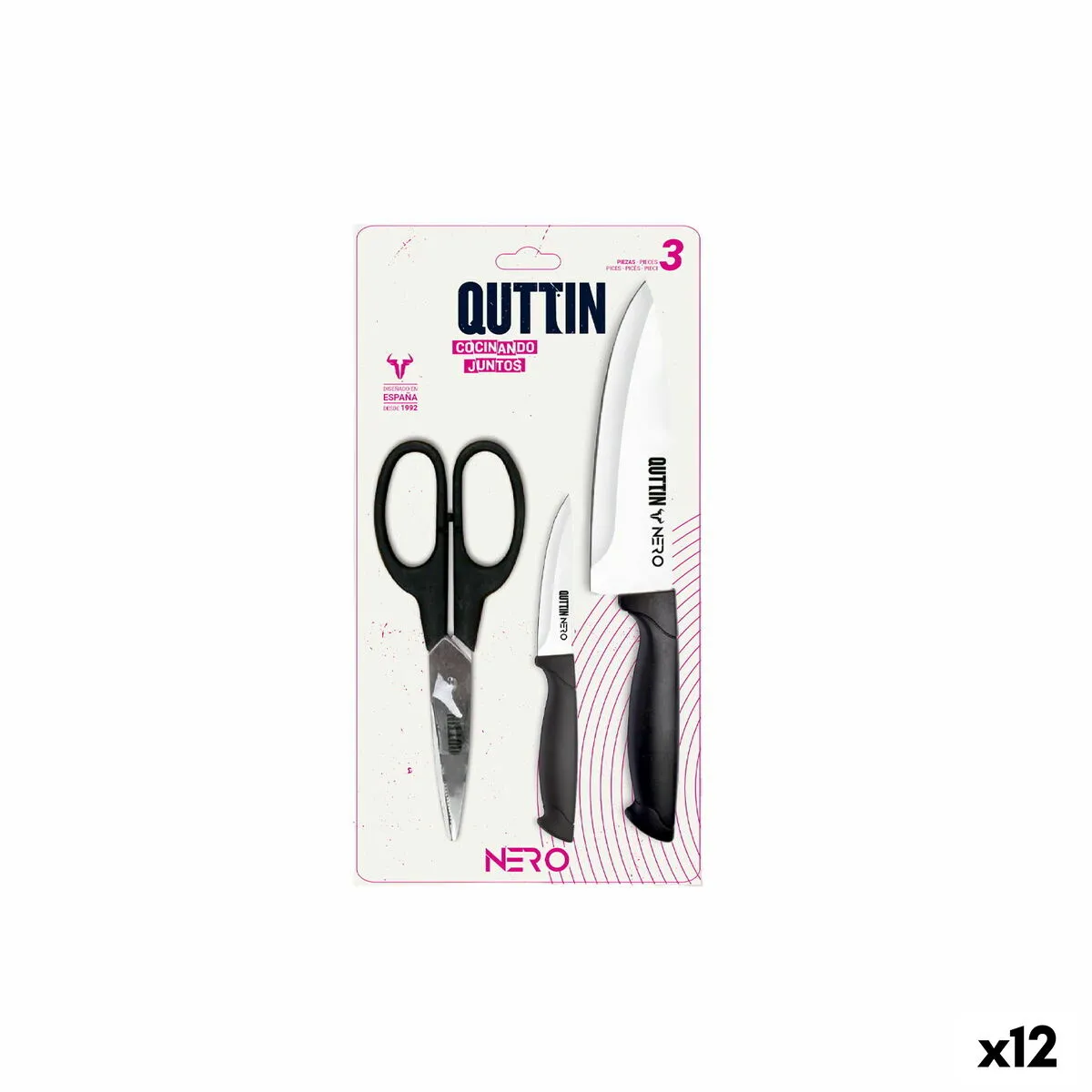 Set da Cucina Quttin Nero Nero 3 Pezzi (12 Unità)