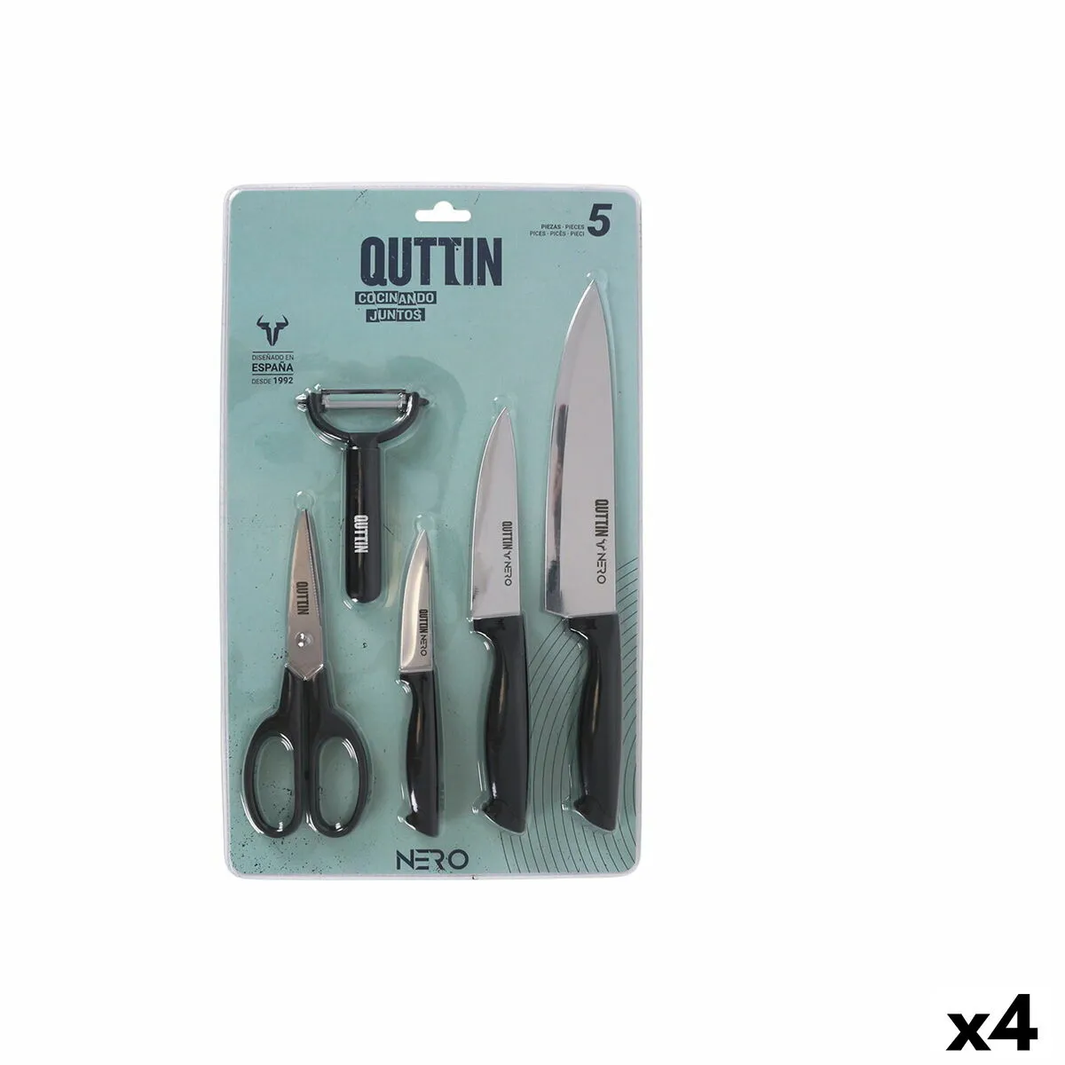 Set da Cucina Quttin Nero Nero 5 Pezzi (4 Unità)