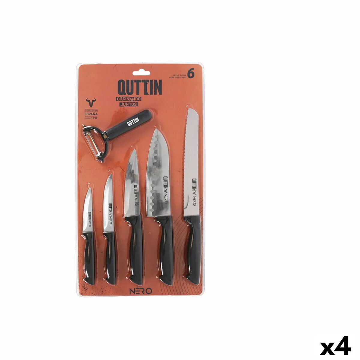 Set da Cucina Quttin Nero Nero 6 Pezzi (4 Unità)