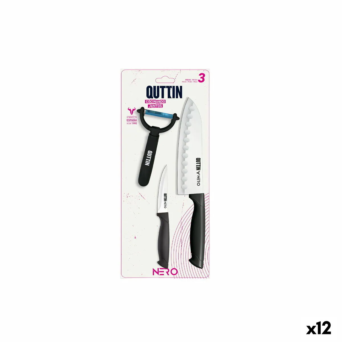 Set da Cucina Quttin Nero Nero 3 Pezzi (12 Unità)