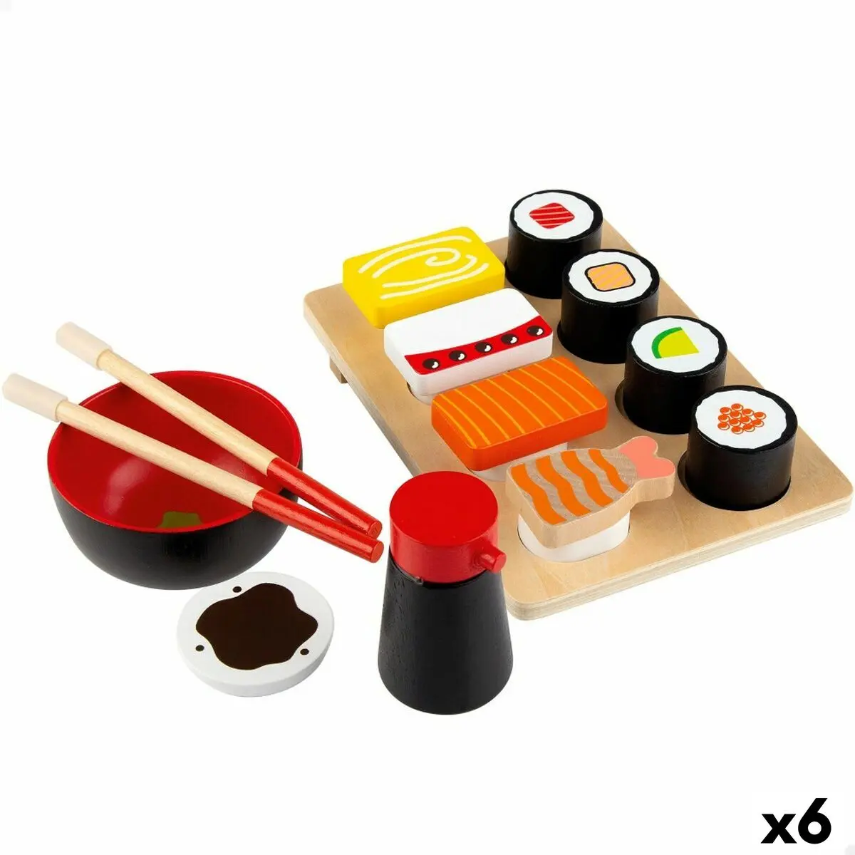 Gioco di Legno Woomax Sushi 14 Parti (6 Unità)