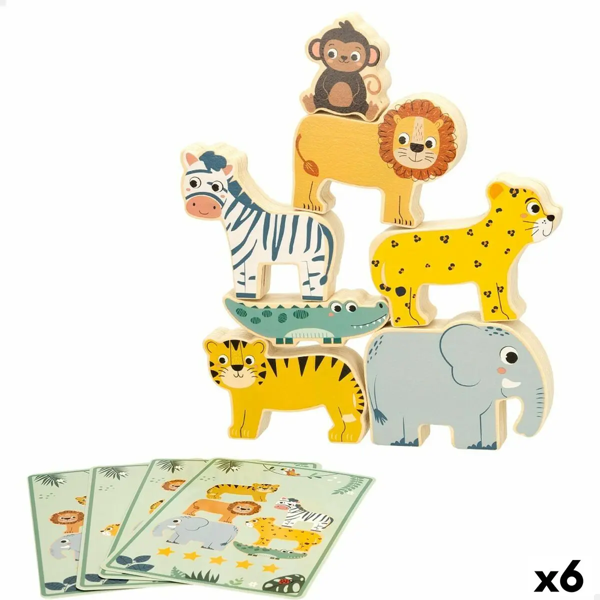 Gioco di Costruzione + Personaggi Woomax animali 16 Pezzi 7 x 7 x 1,5 cm (6 Unità)