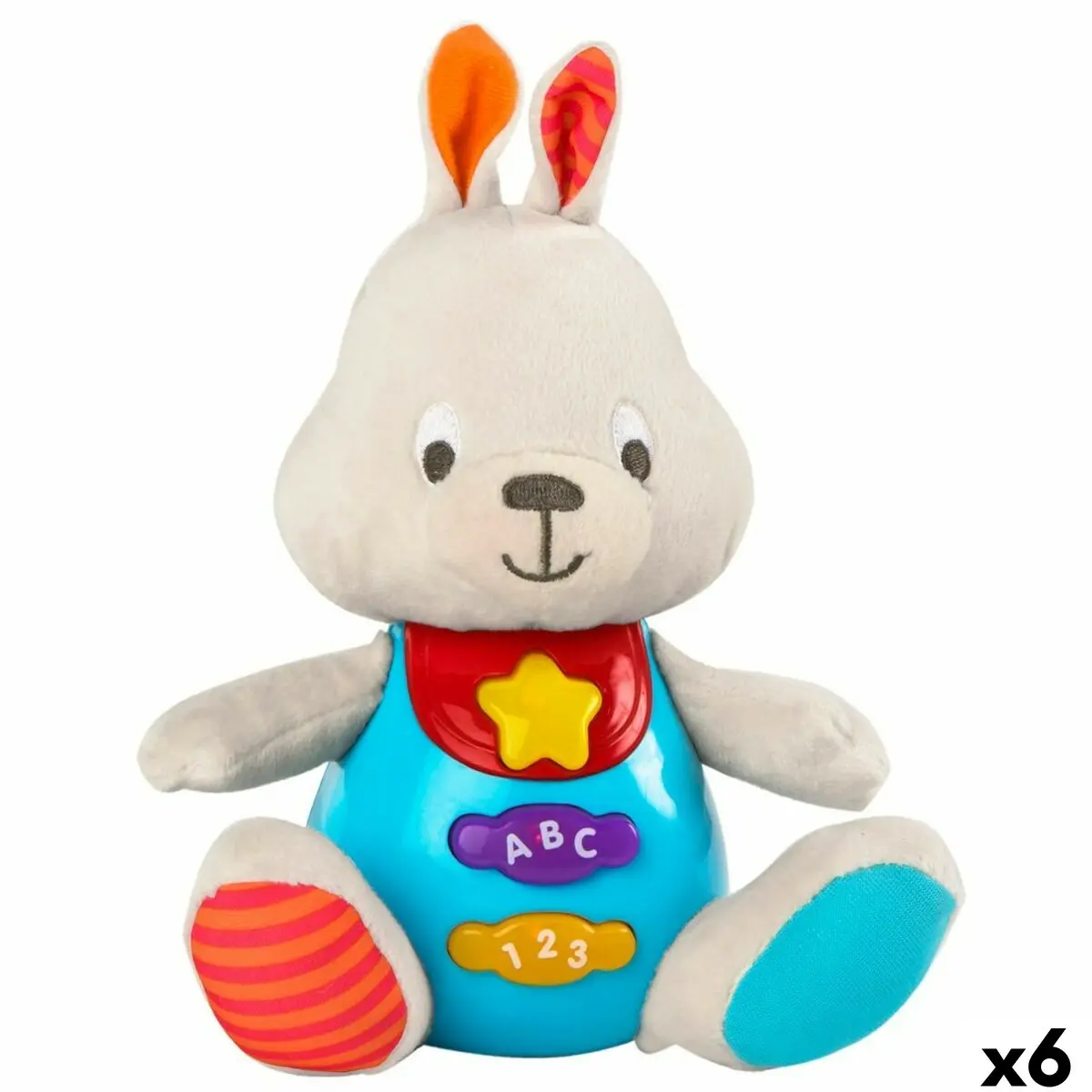 Peluche con Suono Winfun Coniglio 17 x 17,5 x 10 cm (6 Unità)