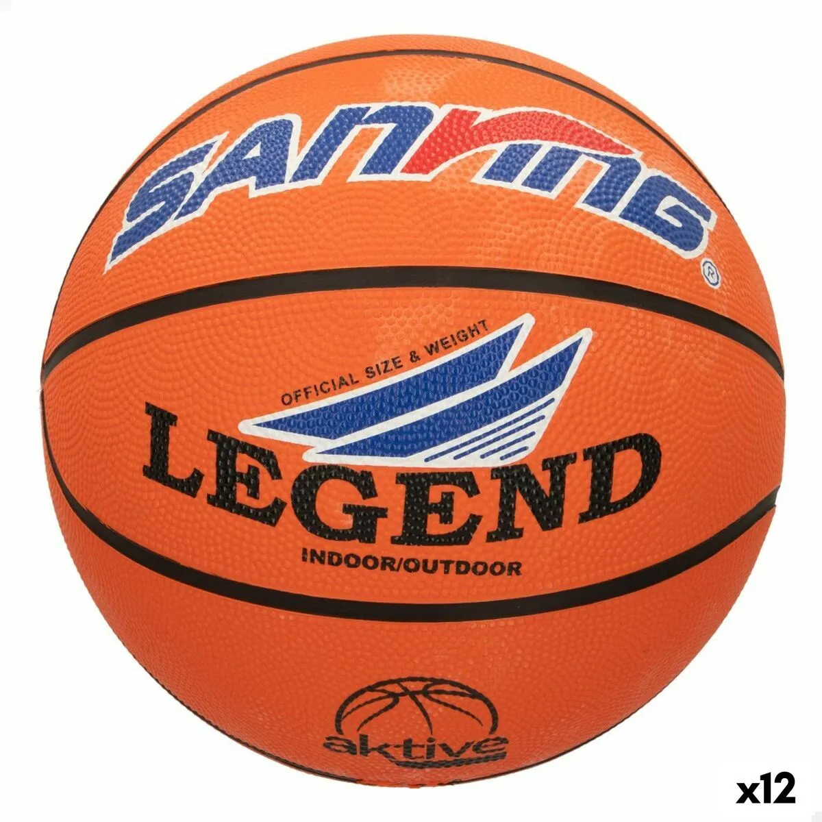 Pallone da Basket Aktive Nylon Caucciù Policarbonato 12 Unità