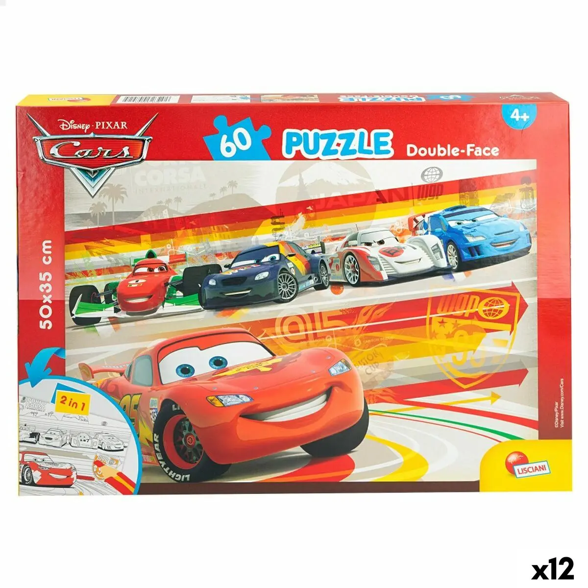 Puzzle per Bambini Cars Double-face 60 Pezzi 50 x 35 cm (12 Unità)