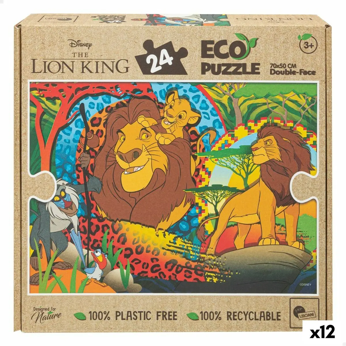 Puzzle per Bambini The Lion King Double-face 24 Pezzi 70 x 1,5 x 50 cm (12 Unità)