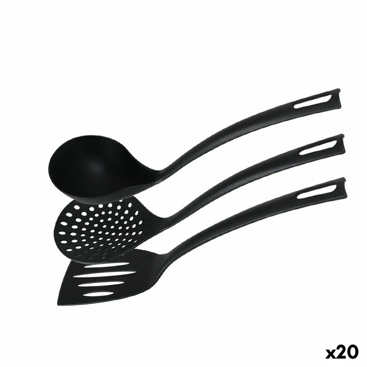 Set di Utensili da Cucina Quttin   Nylon Nero 3 Pezzi (20 Unità)