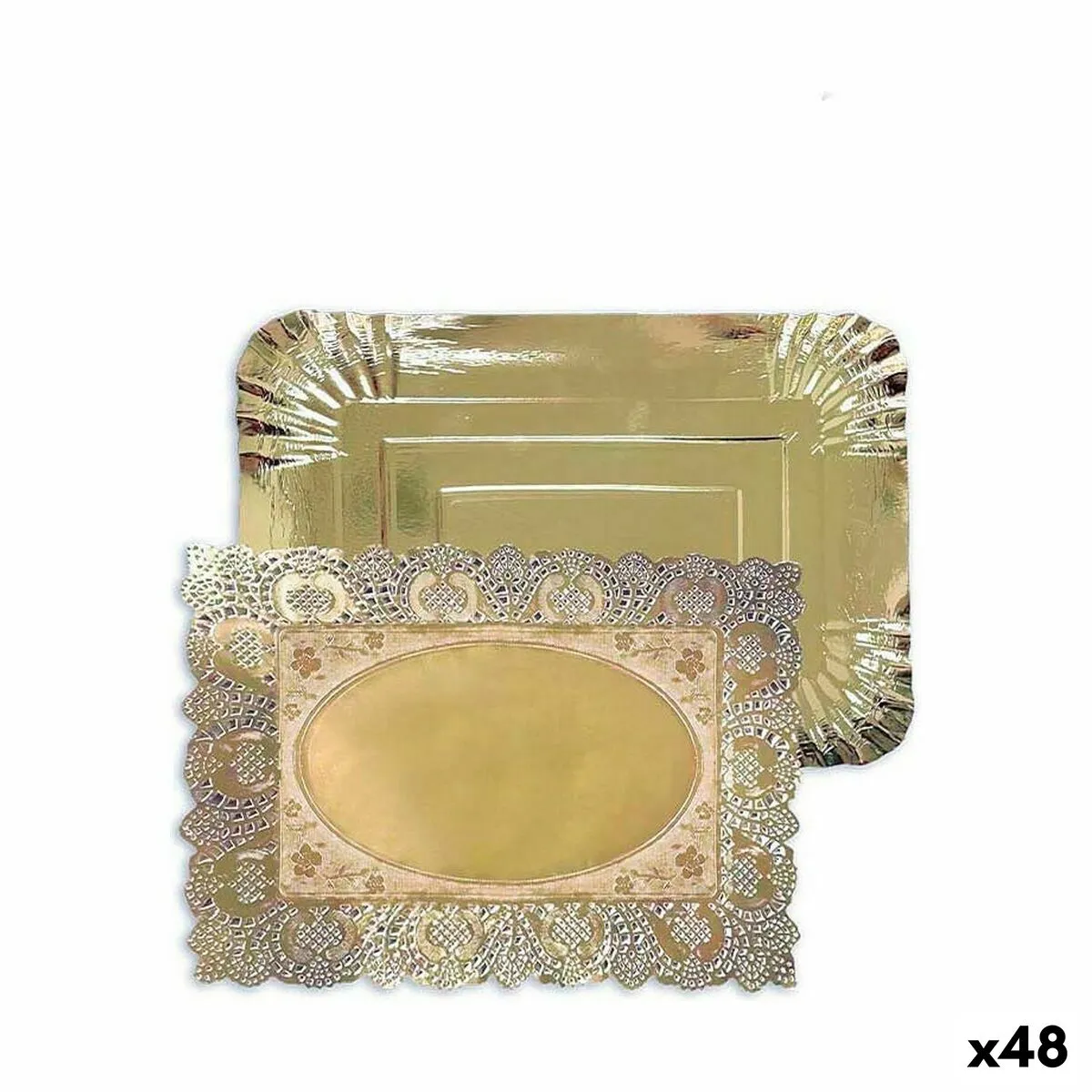 Vassoio per aperitivi Algon Monouso Dorato Rettangolare 25,5 x 35 x 2 cm (48 Unità)