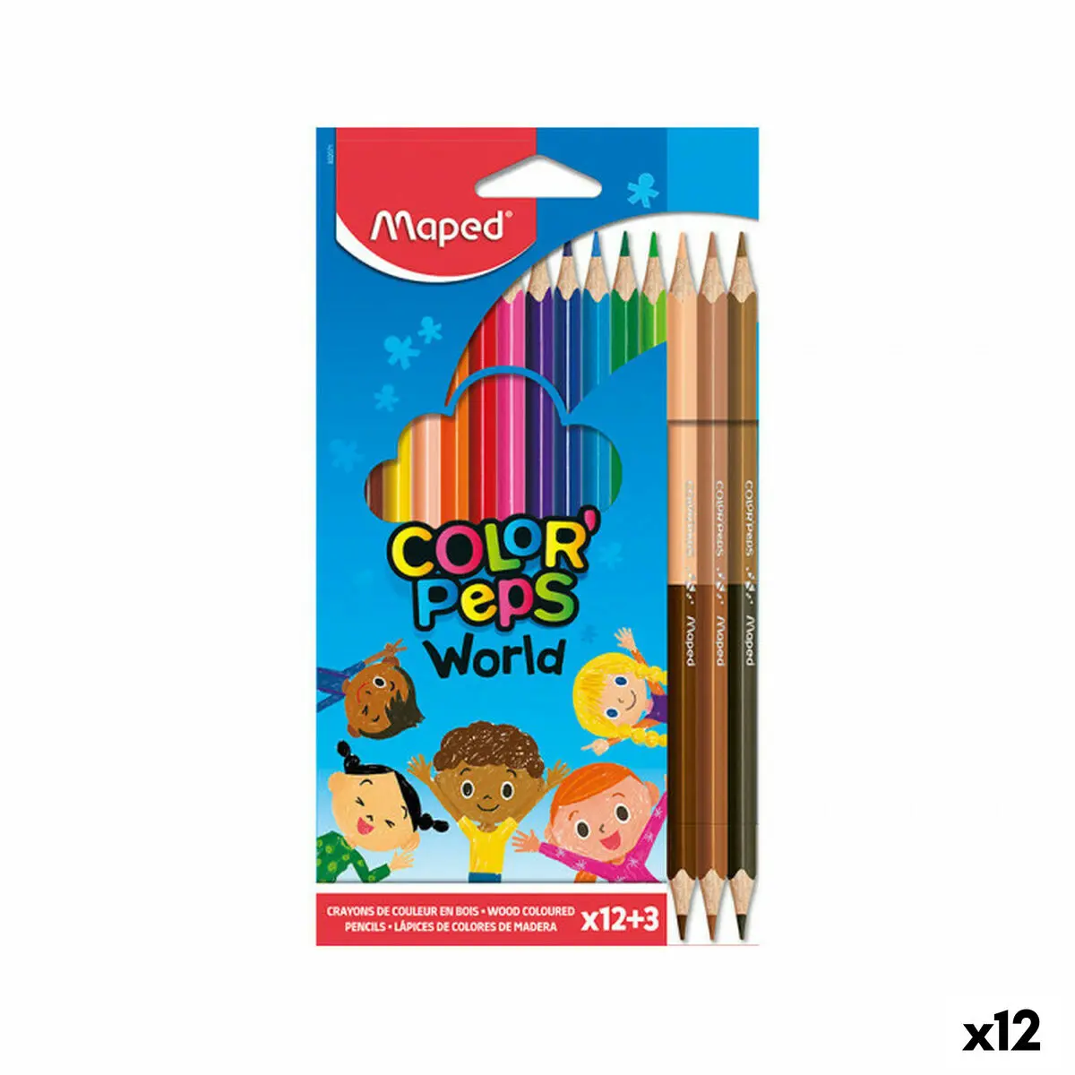 Matite colorate Maped Color Peps World Multicolore (12 Unità)