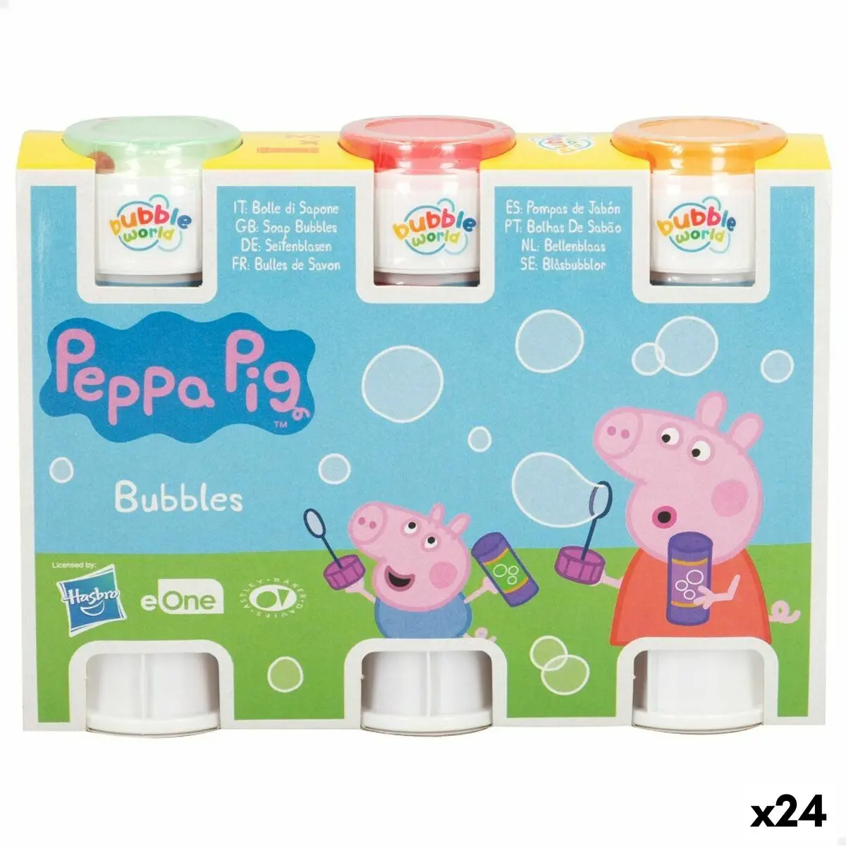 Set di soffiatori di bolle Peppa Pig 3 Pezzi 60 ml (24 Unità)