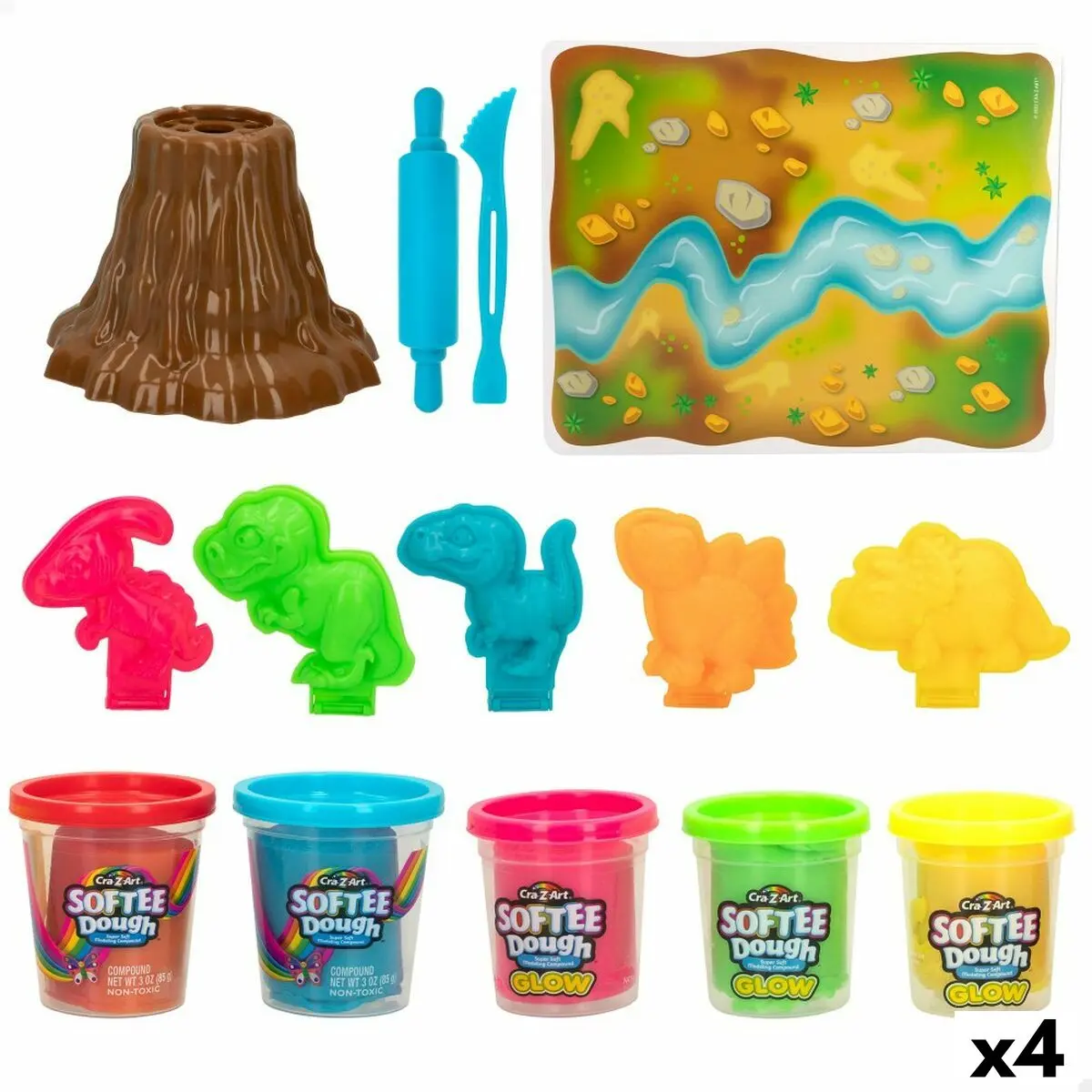 Set di Plastilina Cra-Z-Art Dinosauri 14 Parti (4 Unità)