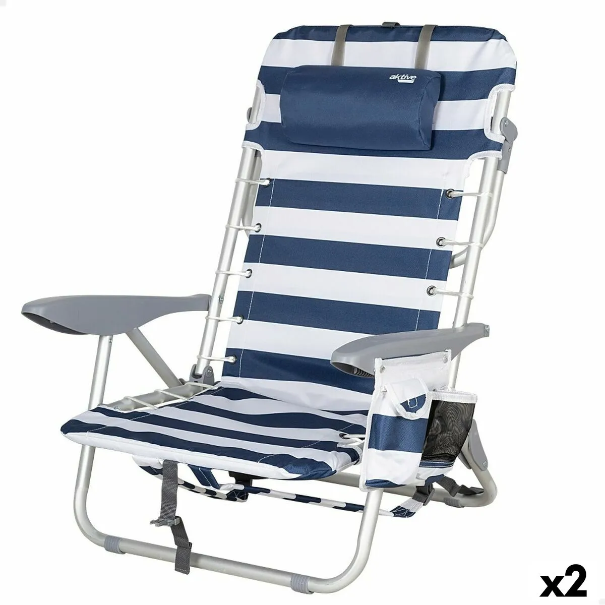 Sedia da Spiaggia Aktive Azzurro Bianco 50 x 76 x 45 cm (2 Unità)