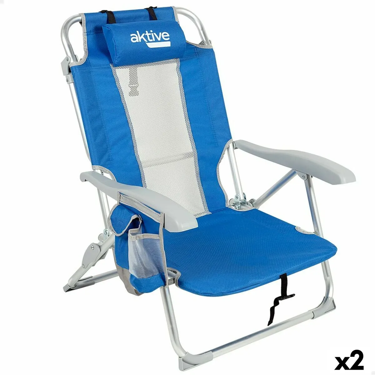 Sedia da Spiaggia Aktive Azzurro Bianco 49 x 78 x 56 cm (2 Unità)