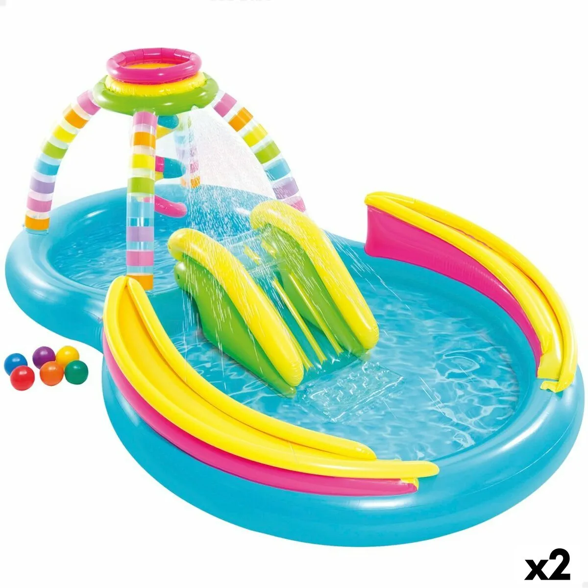 Piscina Gonfiabile per Bambini Intex Arcobaleno 374 L 295 x 109 x 191 cm (2 Unità)