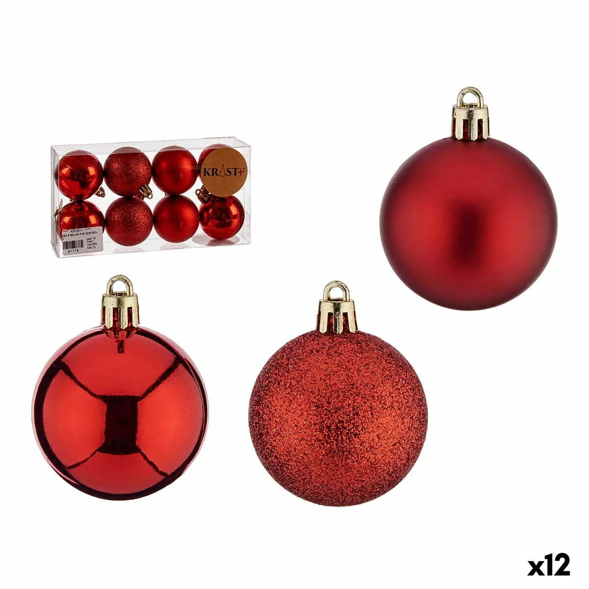 Set di palline di Natale Ø 5 cm Rosso PVC (12 Unità)