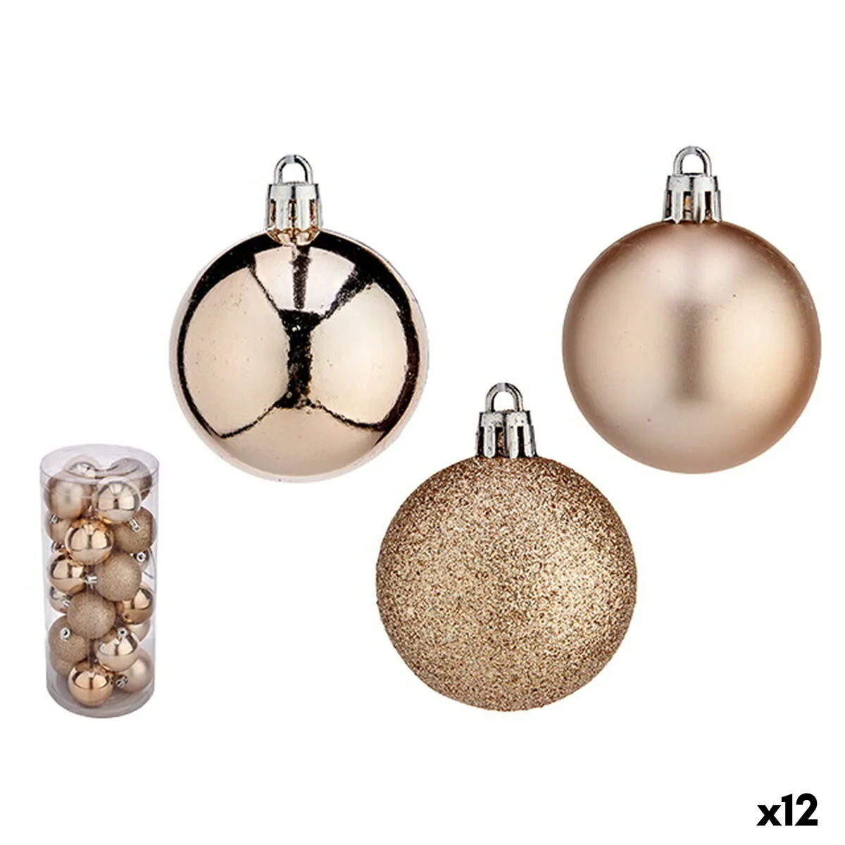 Set di palline di Natale Champagne PVC 5 x 6 x 5 cm (12 Unità)