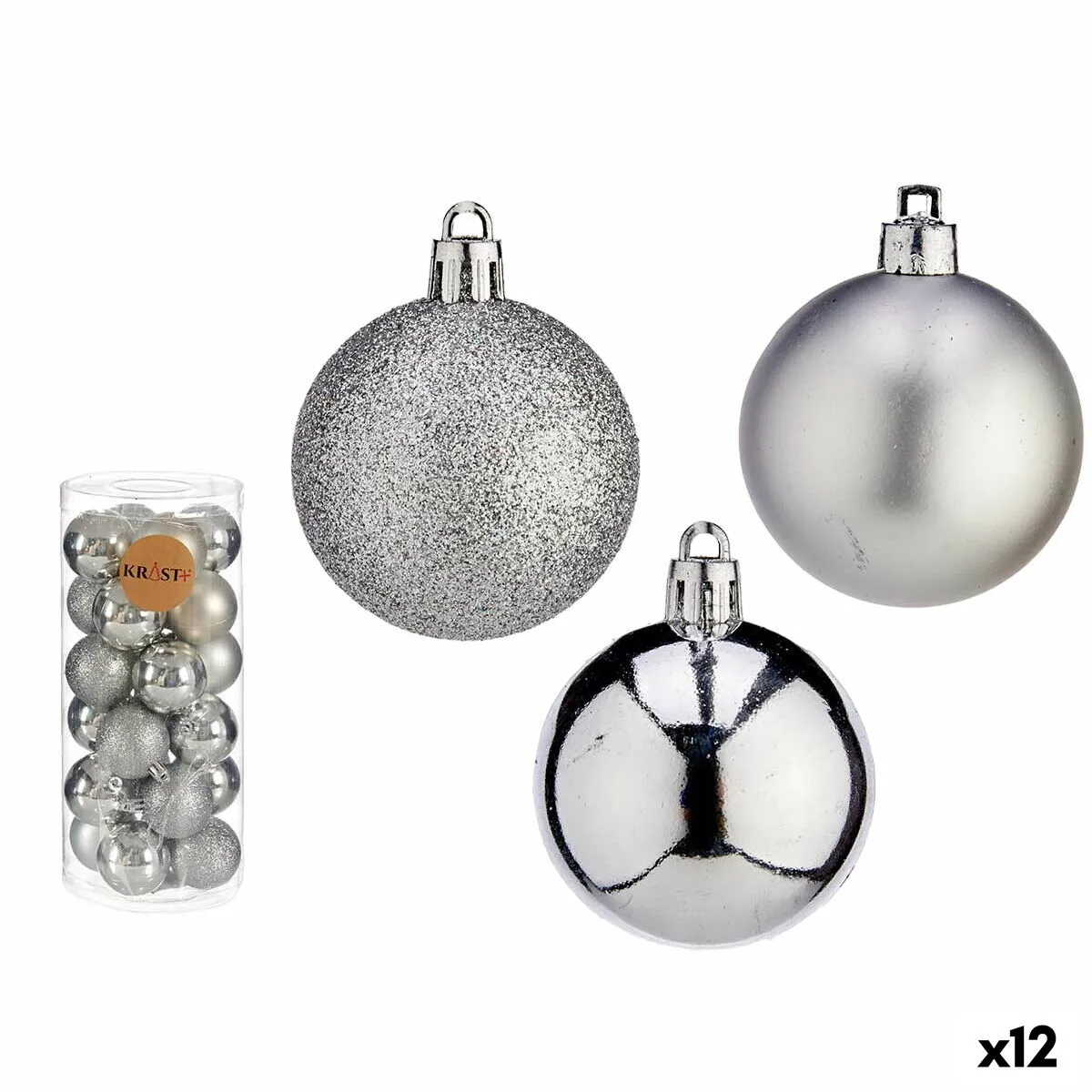 Set di palline di Natale Argentato Plastica 5 x 6 x 5 cm (12 Unità)