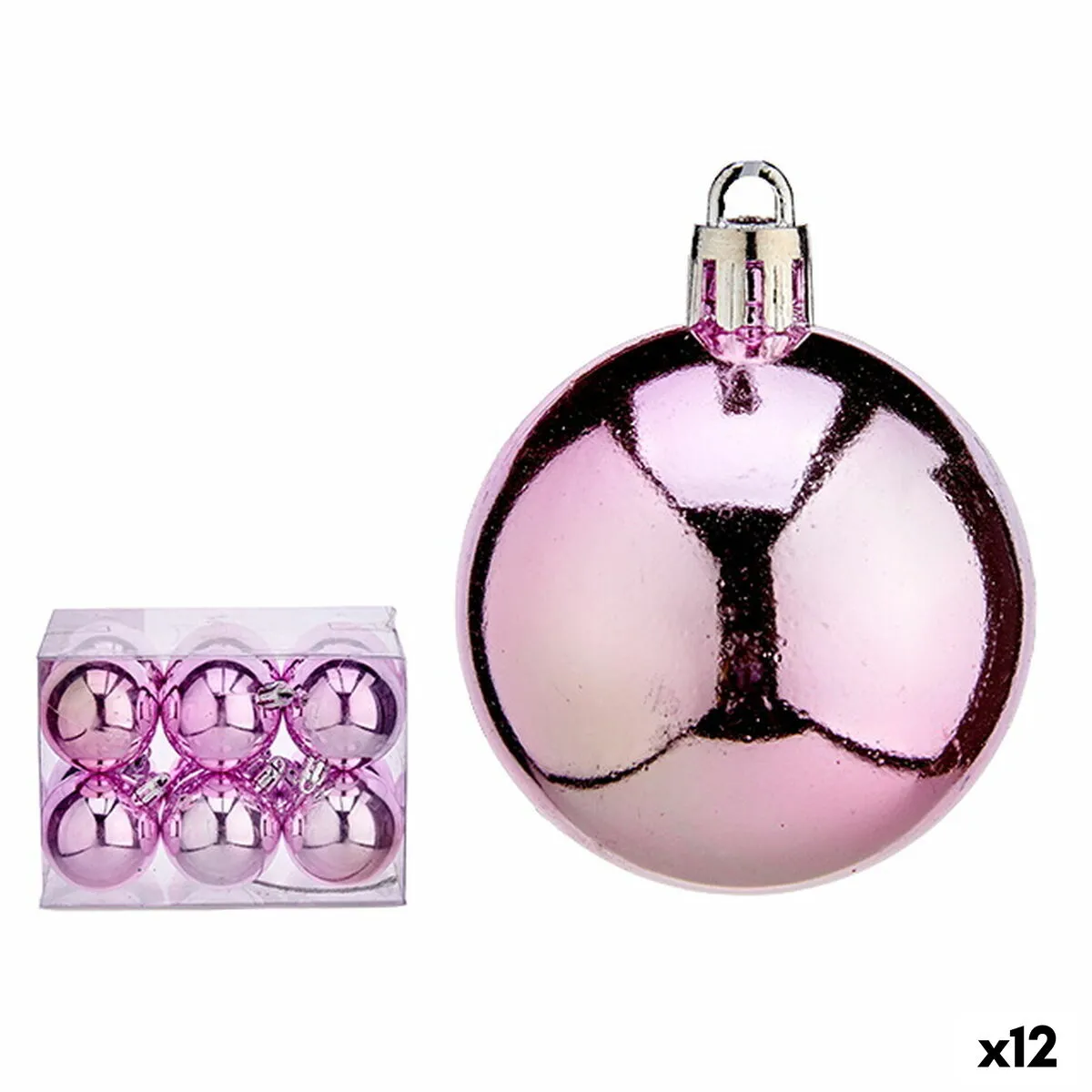 Set di palline di Natale Rosa Plastica 5 x 6 x 5 cm (12 Unità)