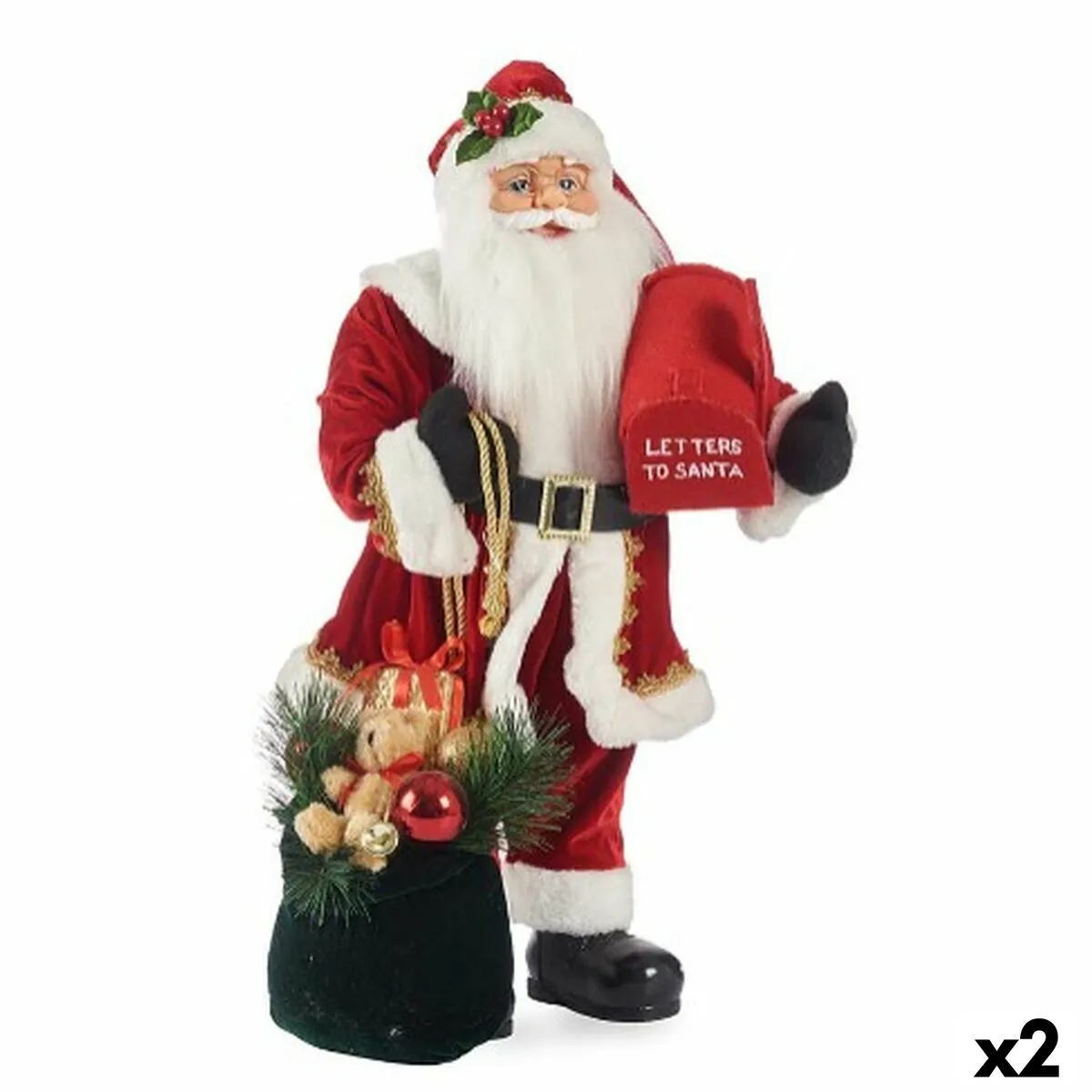 Babbo Natale Bianco Nero Rosso Plastica 30 x 60 x 40 cm (2 Unità)