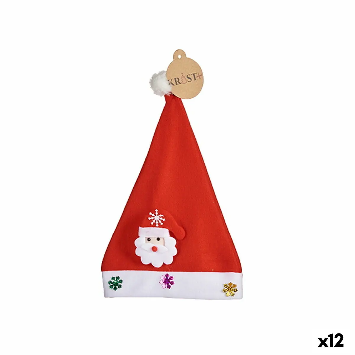 Cappello di Babbo Natale Bianco Rosso (12 Unità)