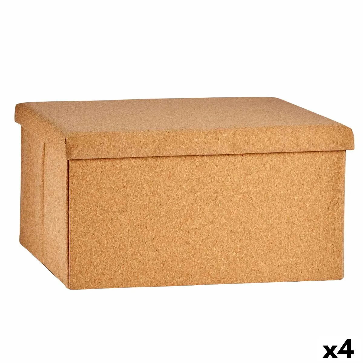 Scatola Decorativa Pieghevole Marrone Sughero Legno MDF 36 x 36 x 72 cm (4 Unità)