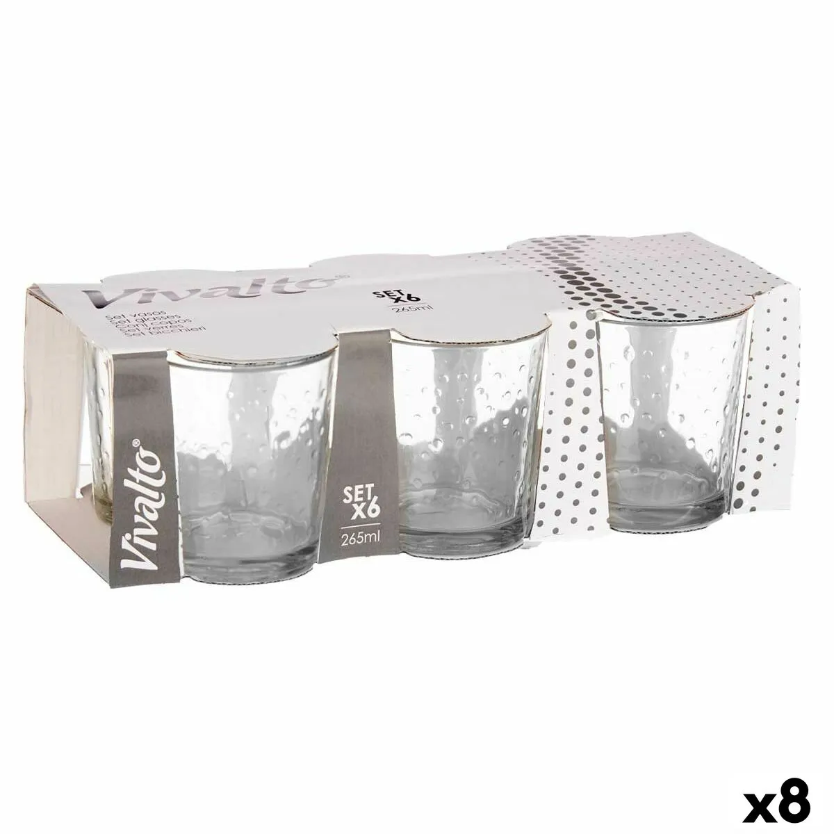 Set di Bicchieri Punti Trasparente Vetro 265 ml (8 Unità)