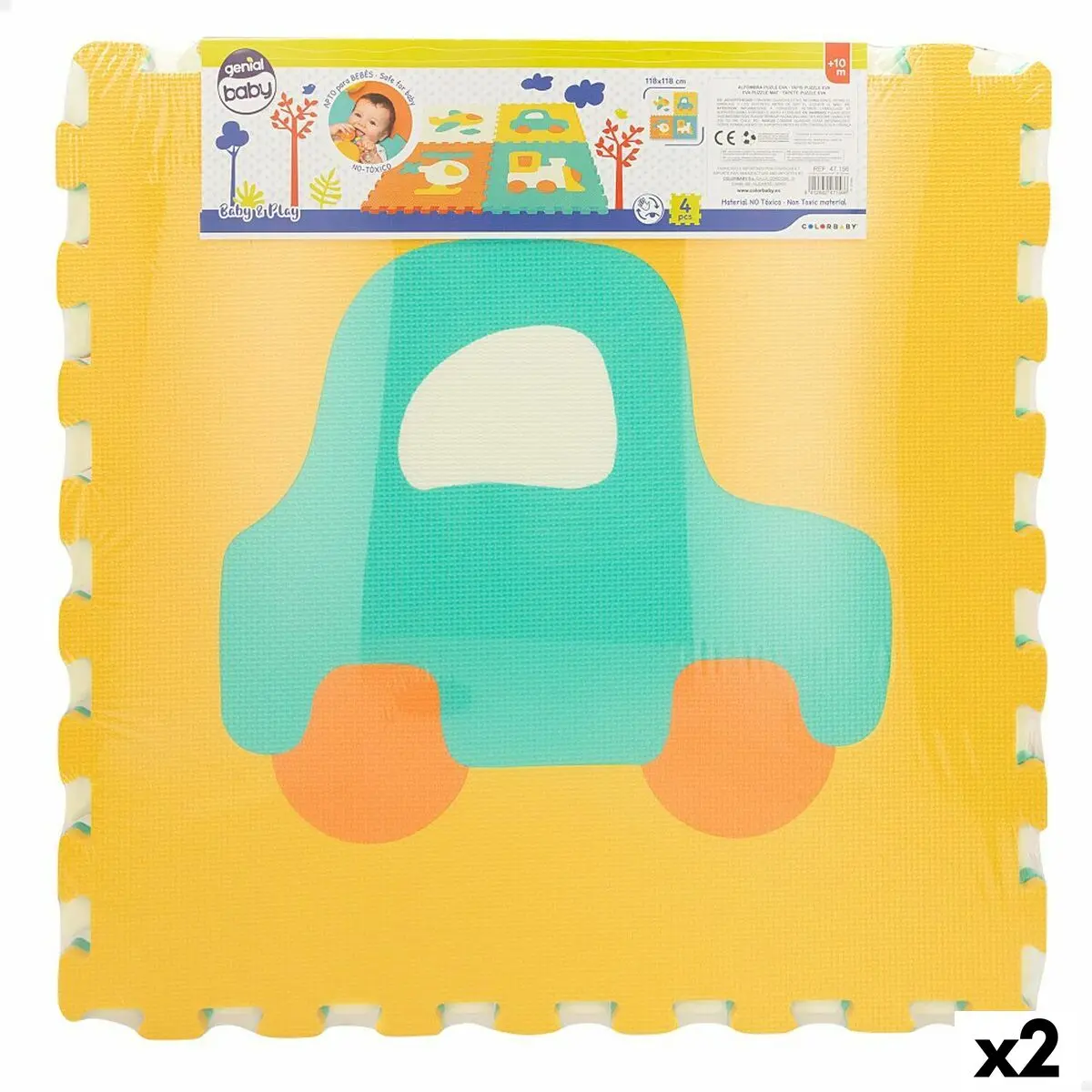 Tappeto Puzzle Colorbaby 4 Pezzi Veicoli 118 x 118 cm EVA (2 Unità)