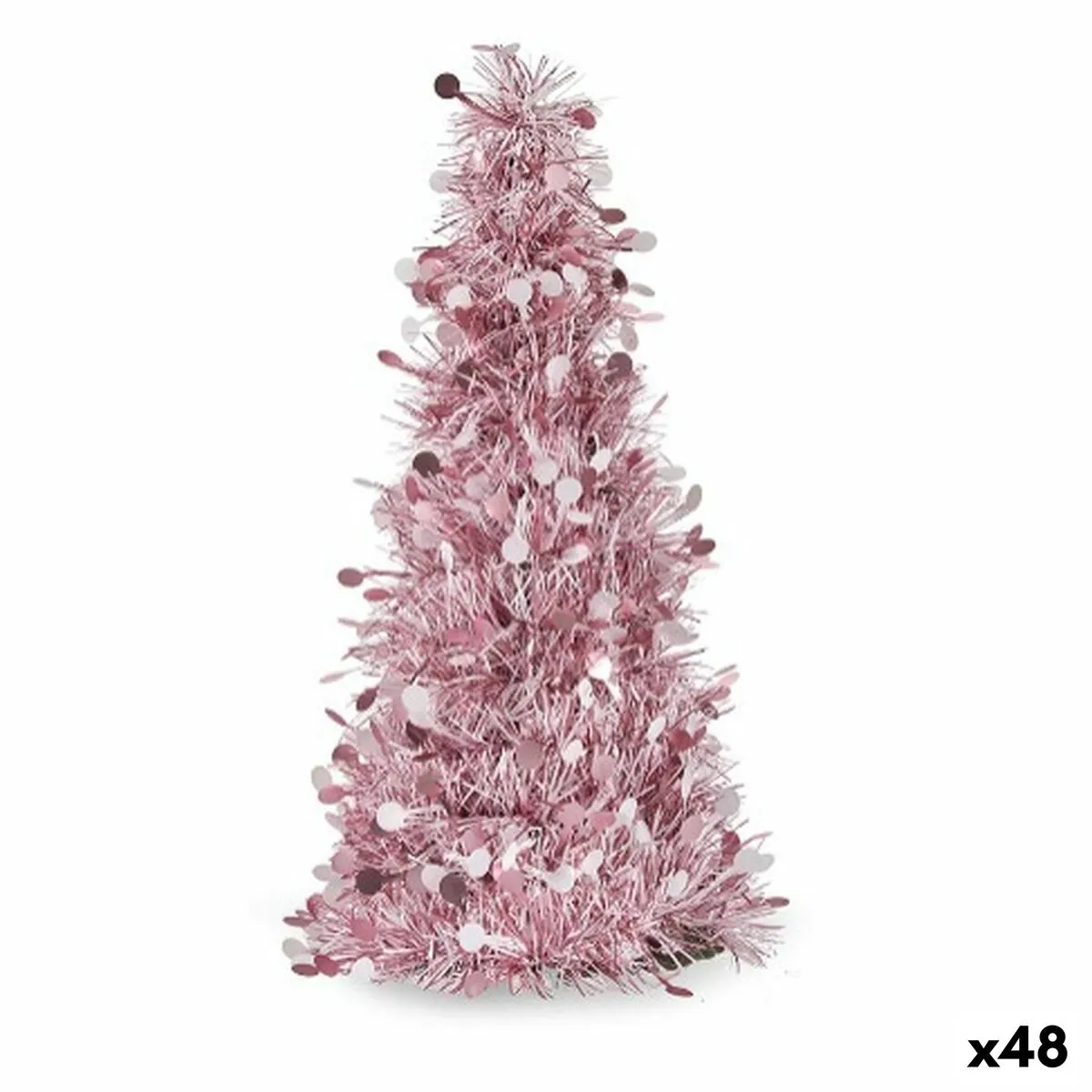 Albero di Natale 31 cm Bianco Rosa Argentato polipropilene PET 18 x 31 x 18 cm (48 Unità)