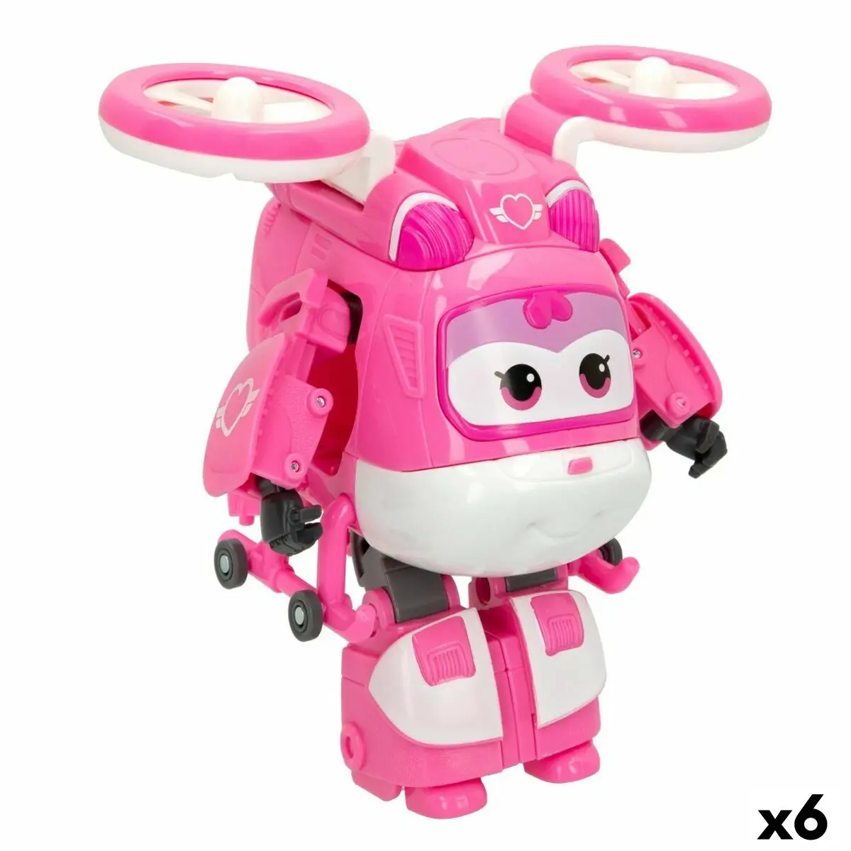 Super Robot Trasformabile Super Wings Dizzy Elicottero 10,5 x 13,5 x 14,5 cm Rosa (6 Unità)