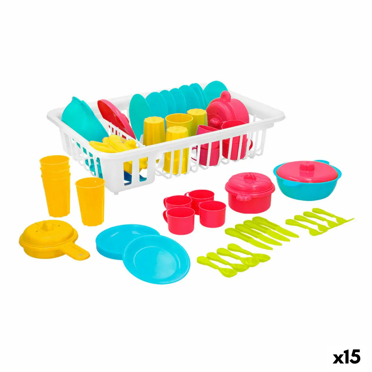 Set di Accessori per Bambini Colorbaby Giocattolo Scolapiatti 35 Pezzi (15 Unità)