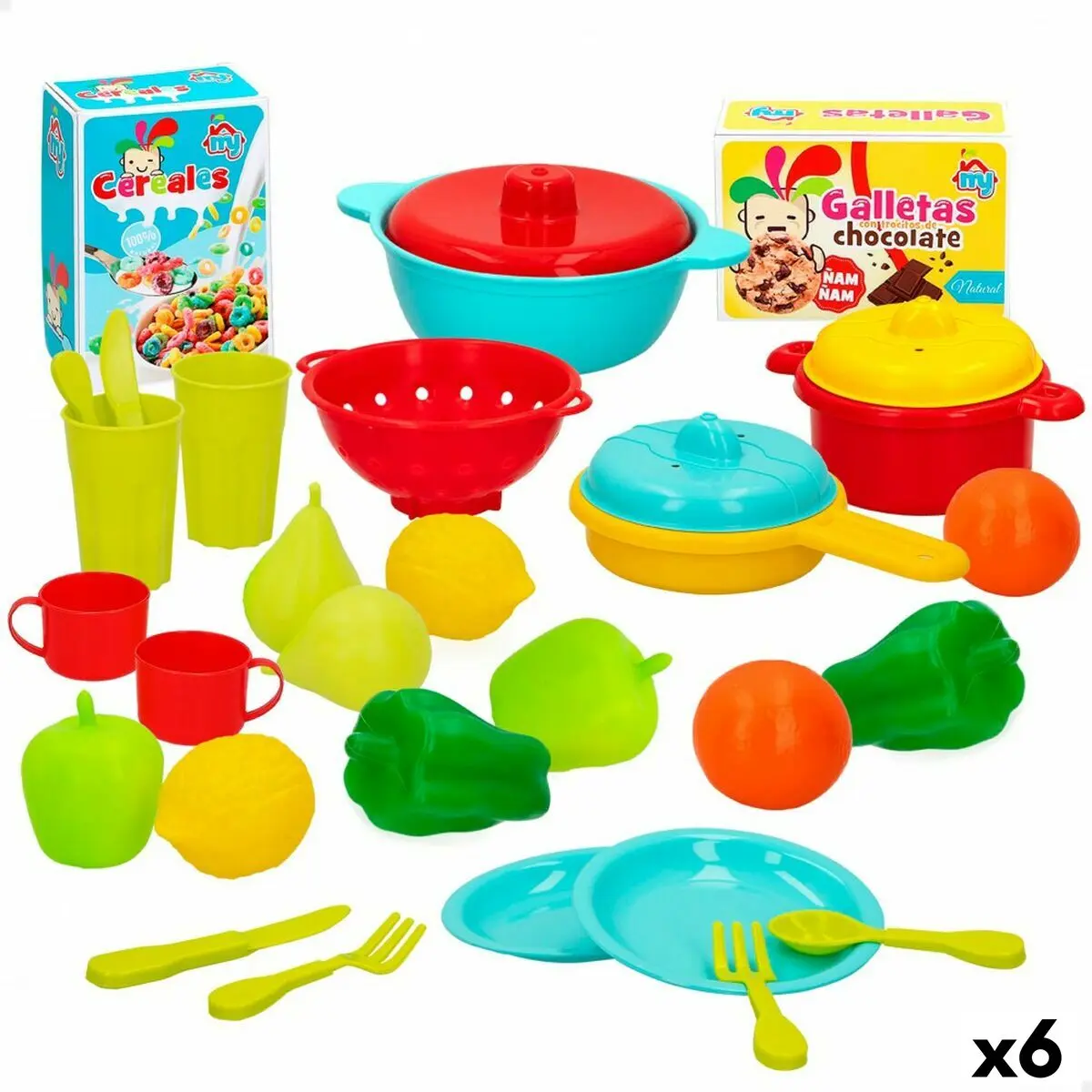 Set di Alimenti giocattolo Colorbaby Utensili e accessori per la cucina 31 Pezzi (6 Unità)