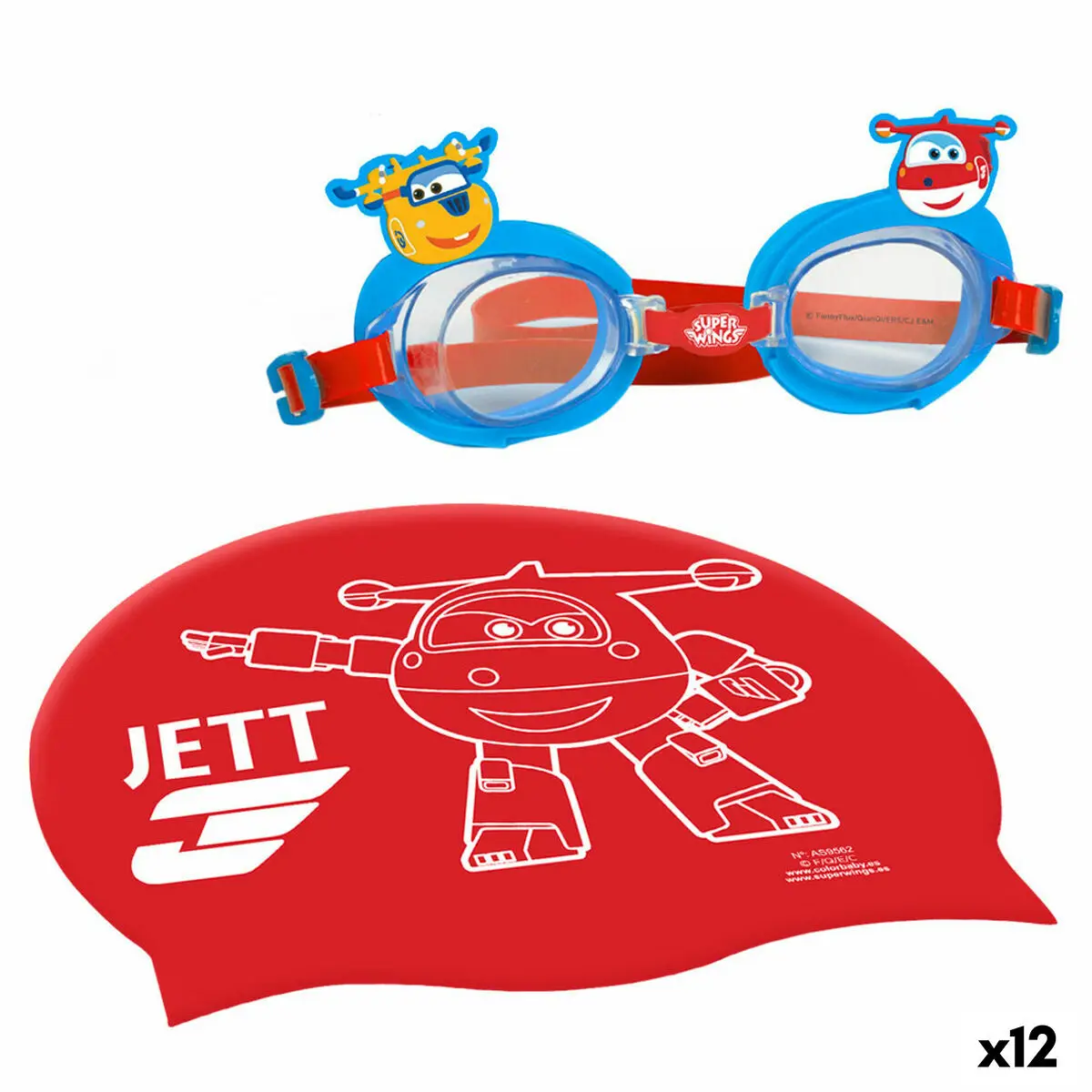 Cuffia e Occhialini da Nuoto Super Wings Per bambini (12 Unità)