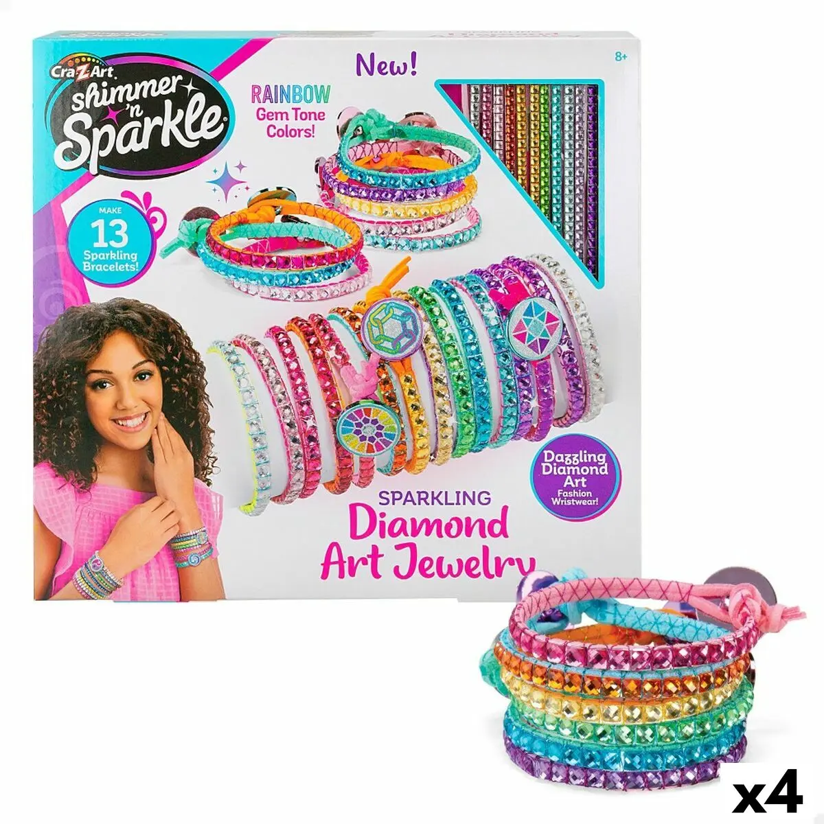 Kit per Creare Braccialetti Cra-Z-Art Shimmer 'n Sparkle Plastica (4 Unità)