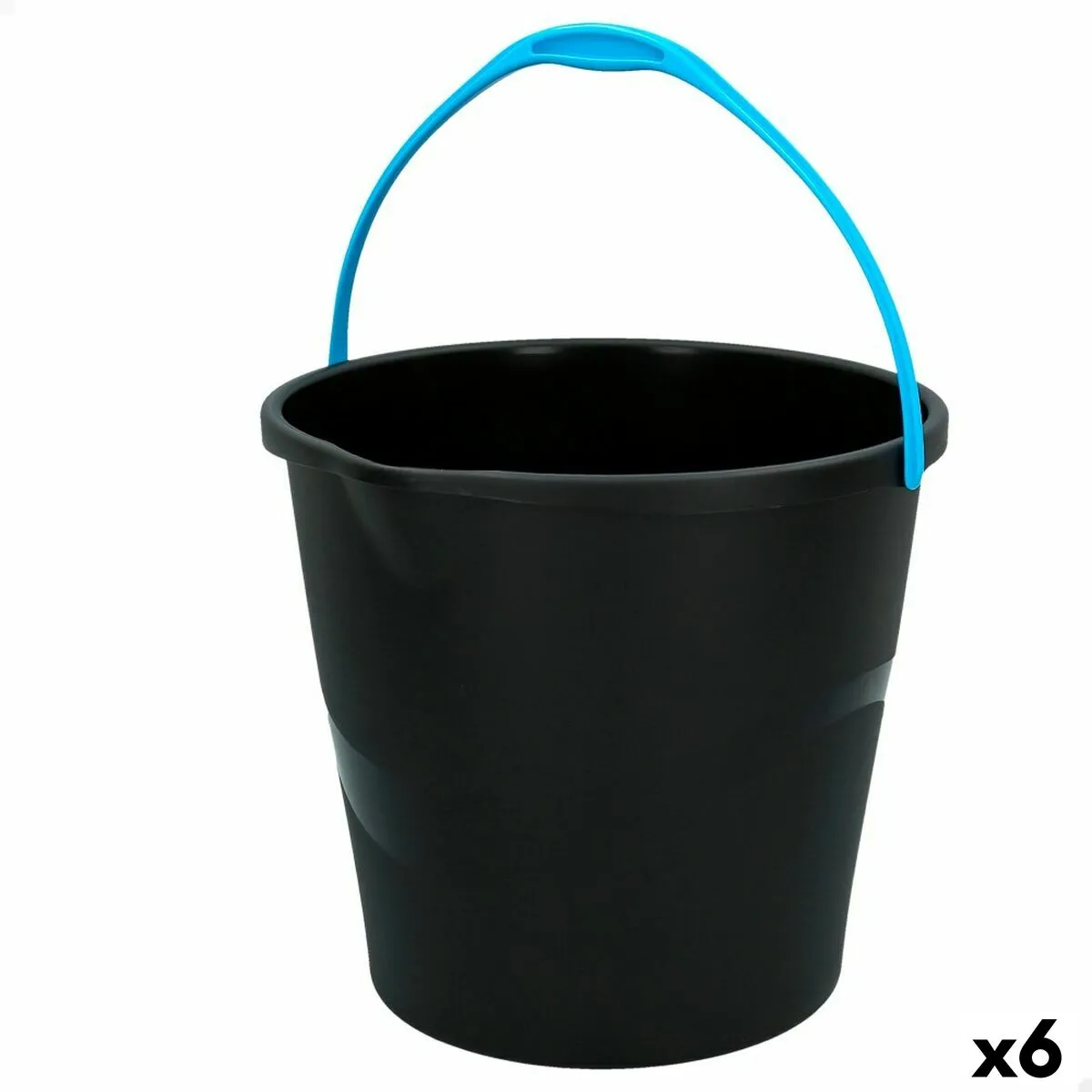 Secchio con Manico Colorbaby Nero 10 L 29,5 x 26 x 28,5 cm (6 Unità)