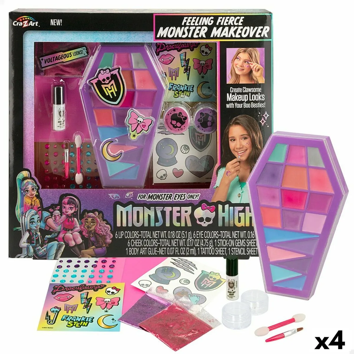 Set di Trucchi per Bambini Monster High Feeling Fierce 10 x 2 x 16,5 cm 4 Unità