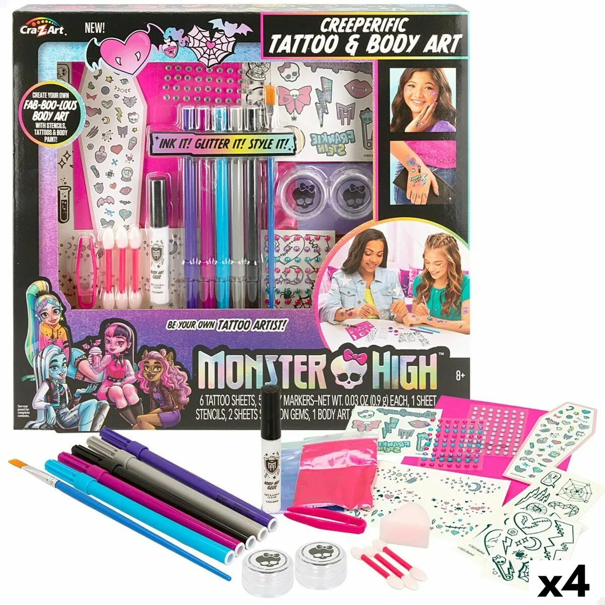 Studio di Moda Monster High Creeperific Tatuaggi Temporanei 4 Unità