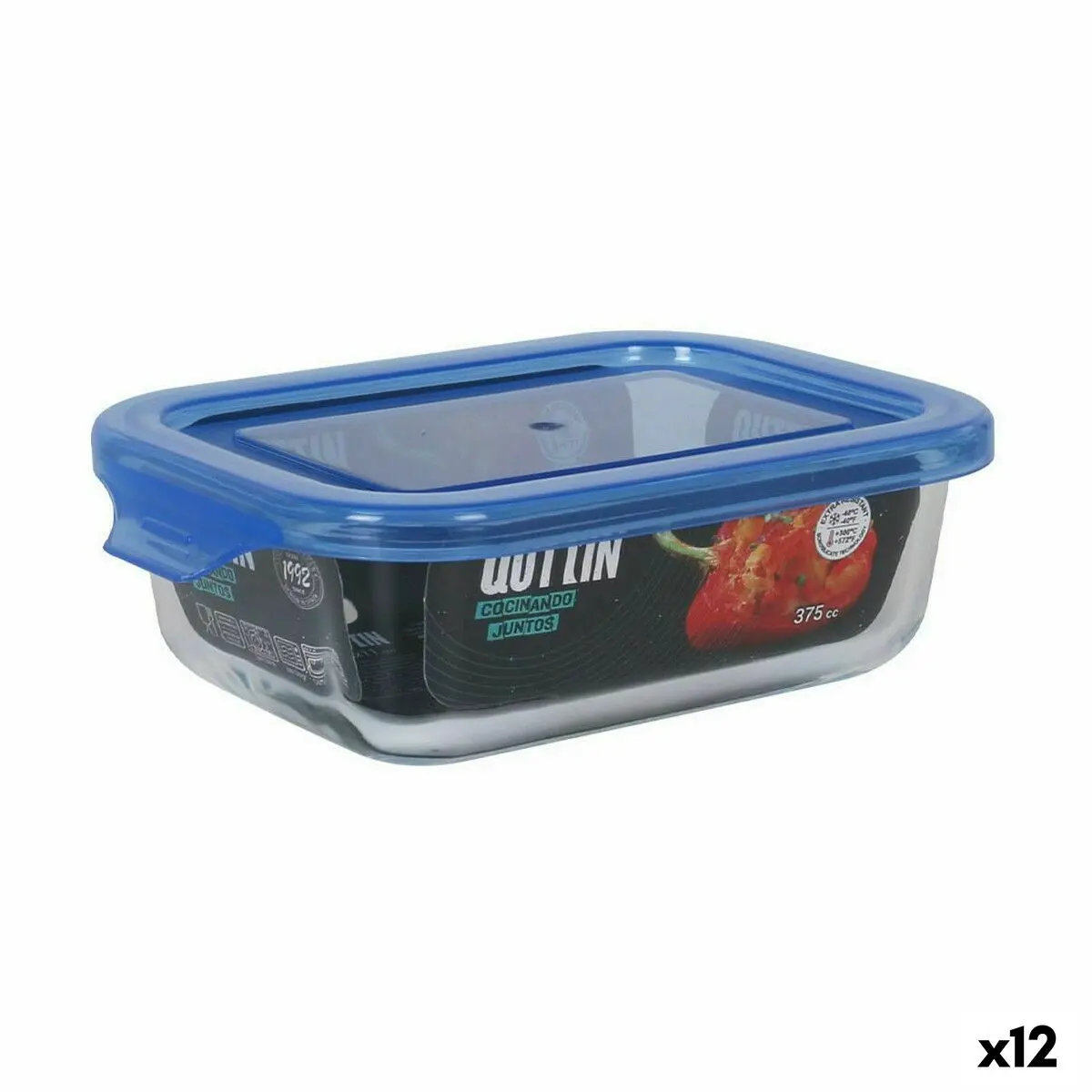 Portapranzo Rettangolare con Coperchio Quttin Azzurro Rettangolare 14,5 x 11 x 5 cm (12 Unità)