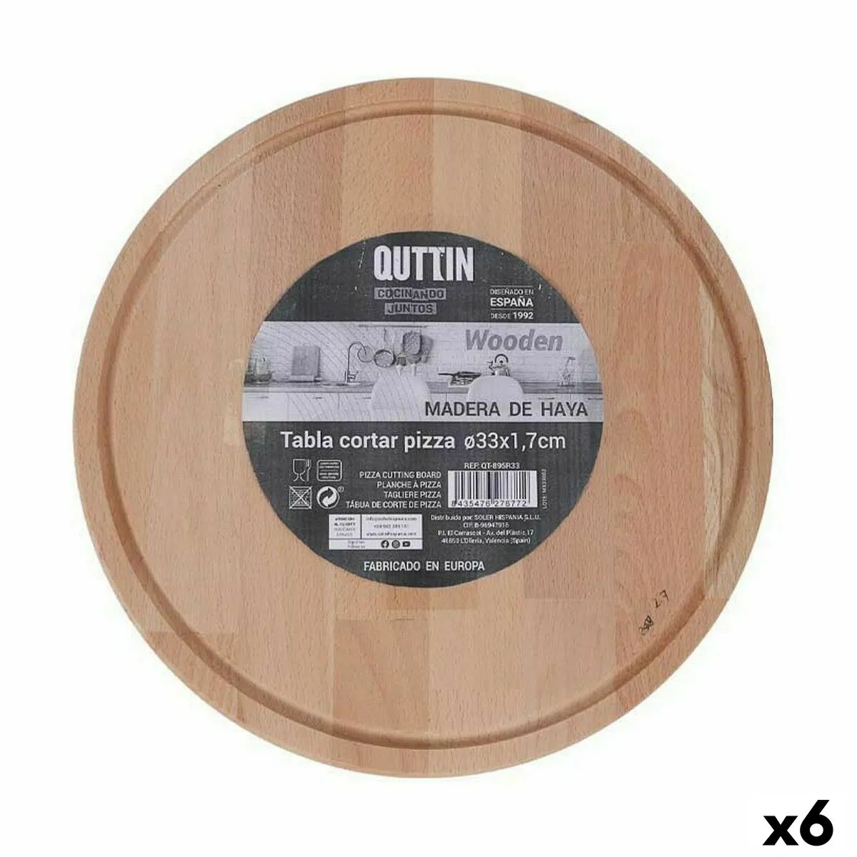 Tagliere per servire Quttin Rotonda Ø 33 x 1,7 cm (6 Unità)