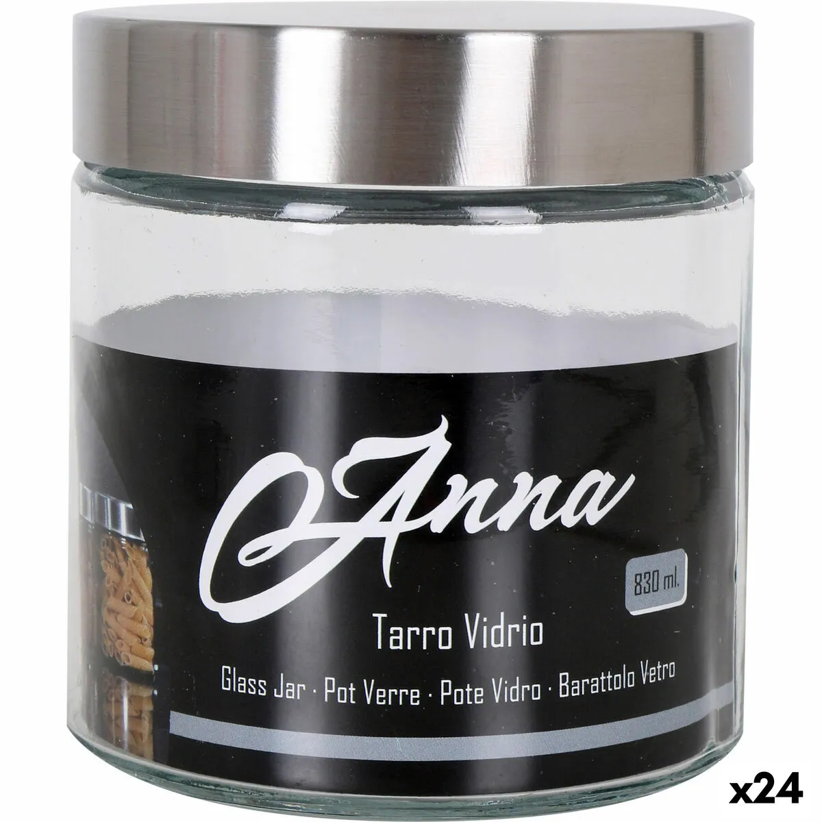 Vaso Anna 830 ml Vetro Acciaio (24 Unità)