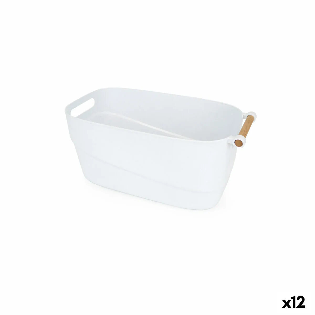 Cestino Multiuso Confortime Plastica Con manici Legno 40 x 21,5 x 18 cm (12 Unità)