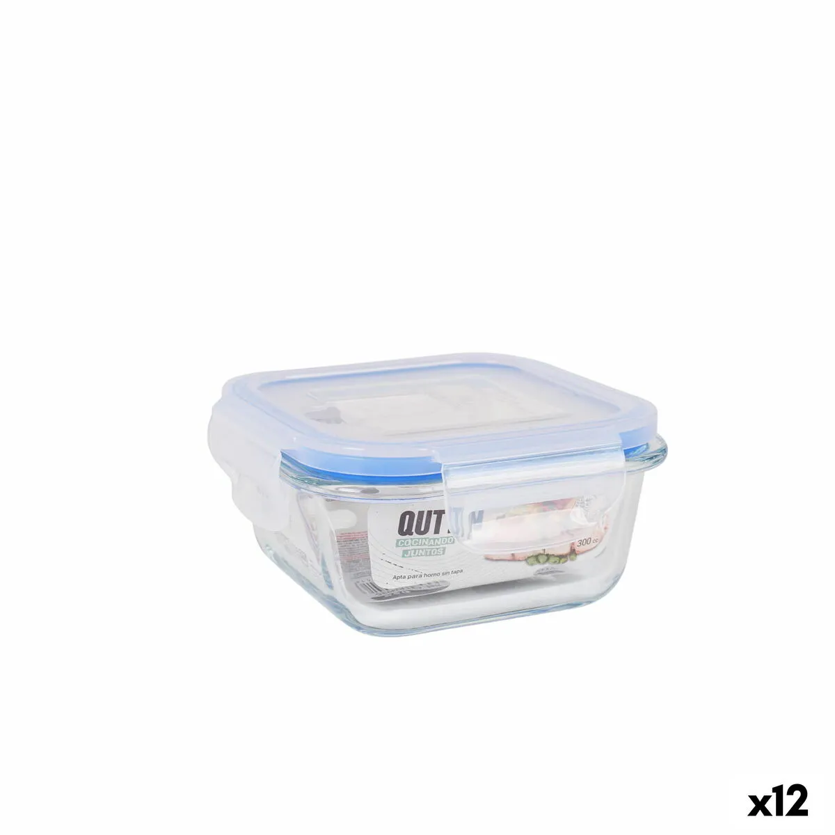 Porta pranzo Ermetico Quttin Quadrato 300 ml (12 Unità)