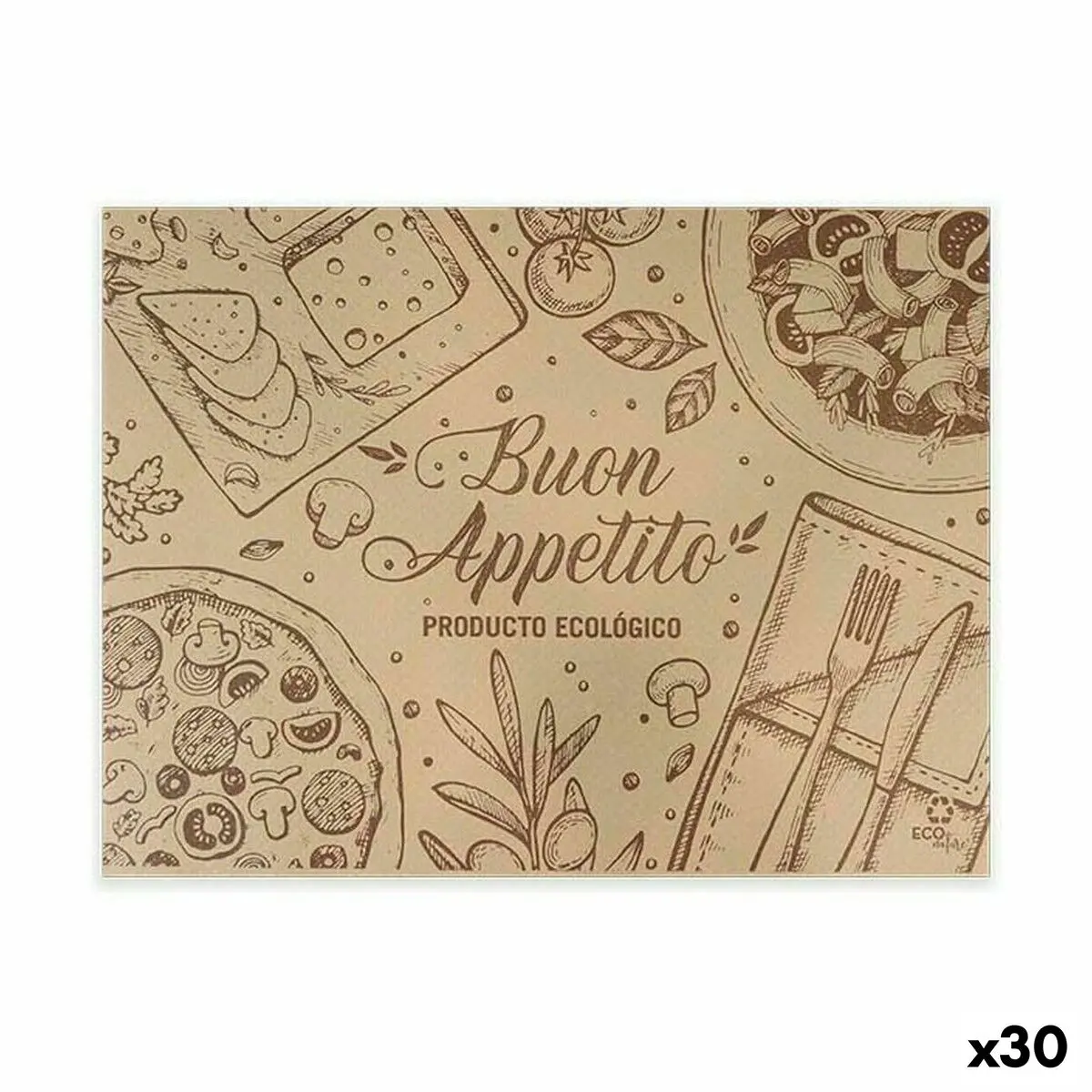 Set di tappetini da tavolo Algon Buon Apetito Monouso carta kraft 40 Pezzi 30 x 40 cm (30 Unità)