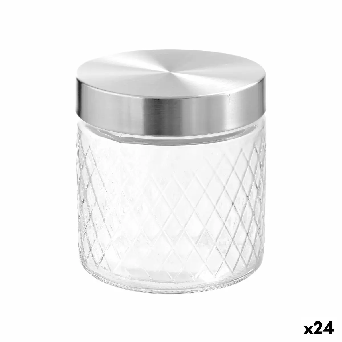 Vaso Anna Con rilievo Vetro Acciaio 830 ml (24 Unità)