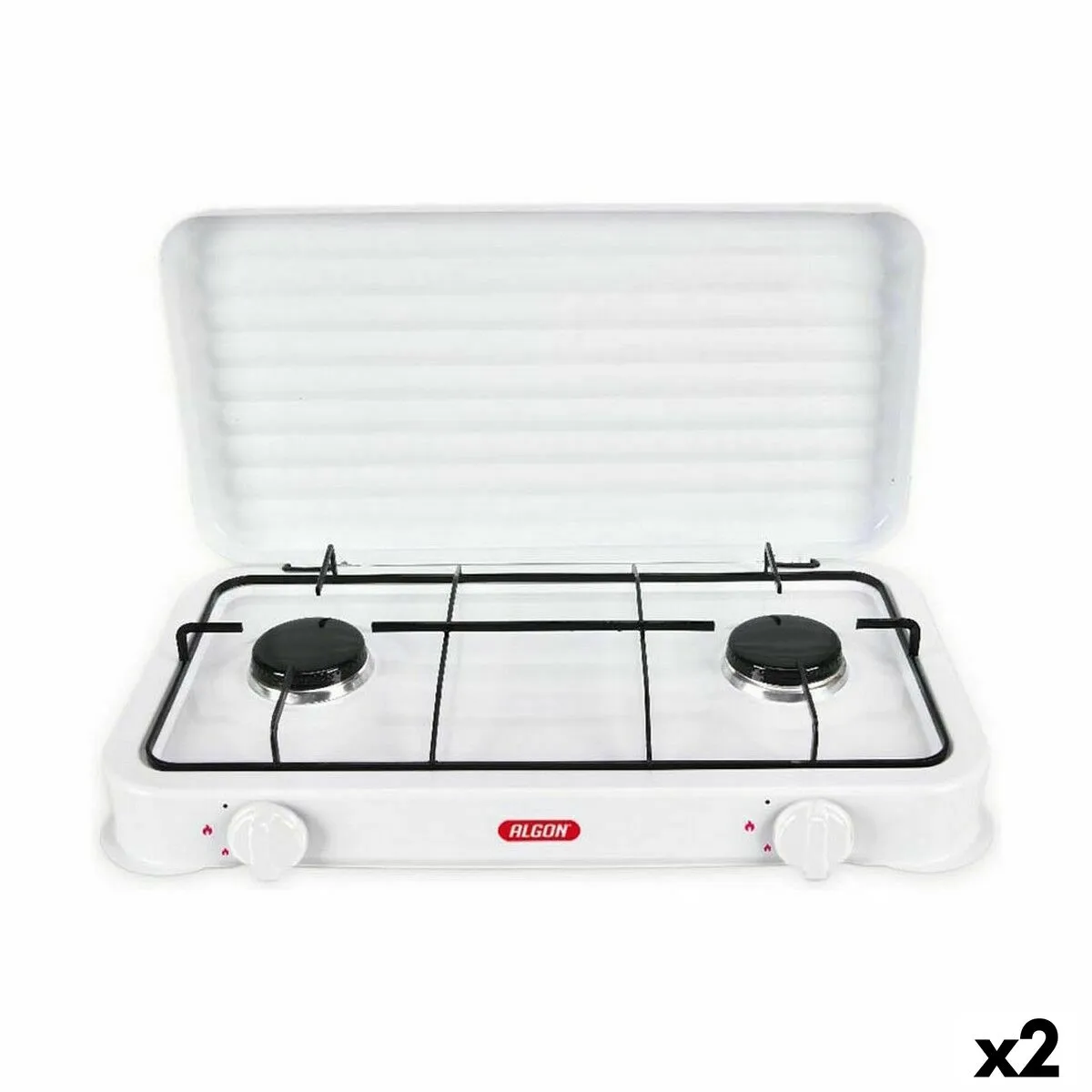 fornello a gas Algon Con coperchio Bianco 4400 W 55 x 7 x 32 cm (2 Unità)