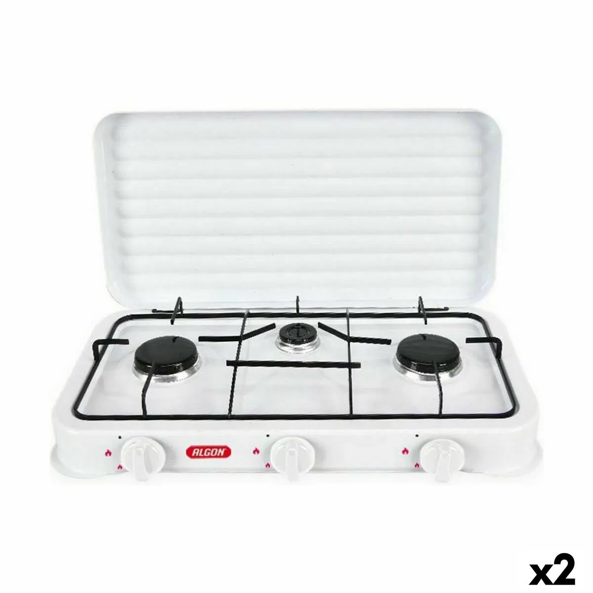 fornello a gas Algon Con coperchio Bianco 5400 W 55 x 7 x 32 cm (2 Unità)