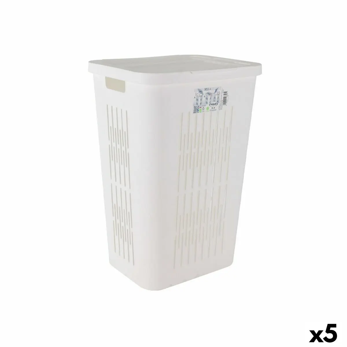 Cesto per i Panni Tontarelli Bella Doppio coperchio 60 L Bianco 40,5 x 33 x 59 cm (5 Unità)